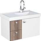 Gabinete De Banheiro Branco E Tamarindo Em Madeira Com Lavató