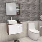 Gabinete De Banheiro Branco E Tamarindo Em Madeira Sem Cuba C