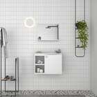 Gabinete De Banheiro Branco Em Aço Com Espelheira Com Lavatór