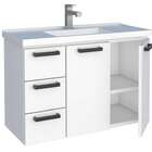 Gabinete De Banheiro Branco Em Aço Com Lavatório Sintético Da