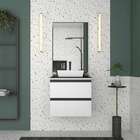 Gabinete De Banheiro Branco Em Aço Com Tampo De Vidro E Sem C