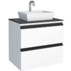 Gabinete De Banheiro Branco Em Aço Com Tampo De Vidro E Sem C