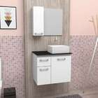 Gabinete De Banheiro Branco Em Aço Com Tampo De Vidro Sem Cub