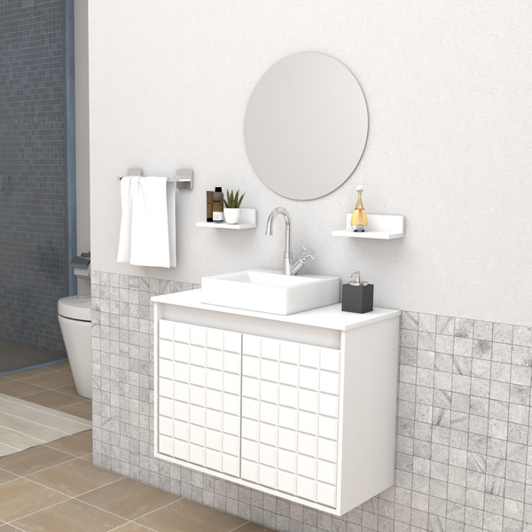 Gabinete De Banheiro Carol Cor Branco 70cm (não Acompanha Cub