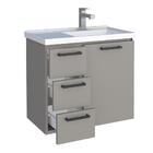 Gabinete De Banheiro Cinza Em Aço Com Lavatório Ameixa Cozimax