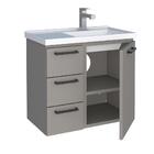 Gabinete De Banheiro Cinza Em Aço Com Lavatório Ameixa Cozimax