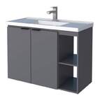 Gabinete De Banheiro Cinza Em Madeira Com Lavatório Aster 80