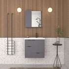 Gabinete De Banheiro Cinza Em Madeira Com Lavatório Orquidea