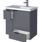 Gabinete De Banheiro Cinza Em Madeira Com Lavatório Orquidea