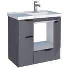 Gabinete De Banheiro Cinza Em Madeira Com Lavatório Orquidea