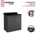 Gabinete De Banheiro Cinza Em Madeira Com Tampo Em Granito E