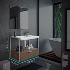 Gabinete para Banheiro com Cuba 58,5x58,7x42,8cm Branco e Amadeirado Nápoles Cris Metal