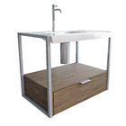 Gabinete para Banheiro com Cuba 58,5x58,7x42,8cm Branco e Amadeirado Nápoles Cris Metal