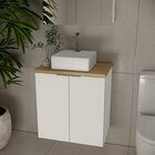 Gabinete De Banheiro Com Cuba 60cm Gab4008 Nature Branco / Ca
