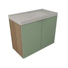 Gabinete De Banheiro Com Cuba 79,6cm Vittare Carvalho/verde