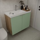 Gabinete De Banheiro Com Cuba 79,6cm Vittare Carvalho/verde