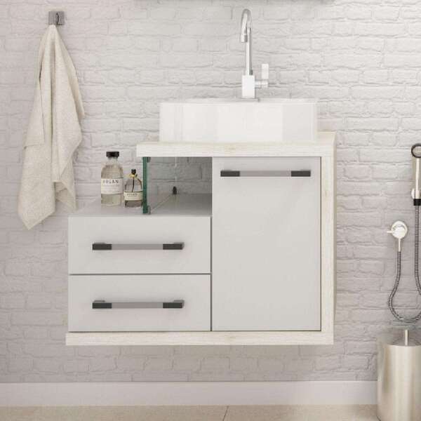 Gabinete De Banheiro Com Cuba Aria 41 Wood 1 Pt 2 Gv Branco E