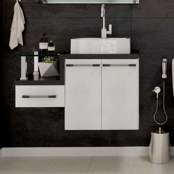 Gabinete De Banheiro Com Cuba Aria 41 Wood 2 Pt 1 Gv Branco C