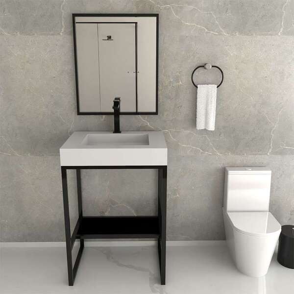 Gabinete De Banheiro Com Cuba Iron Black Ii Branco E Preto