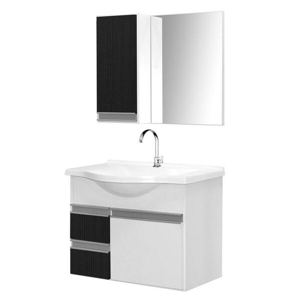 Gabinete De Banheiro Com Espelheira Kit Boa Vista 60cm Cor:br