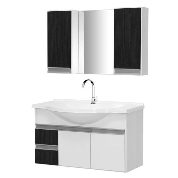 Gabinete De Banheiro Com Espelheira Kit Boa Vista 80cm Cor:br