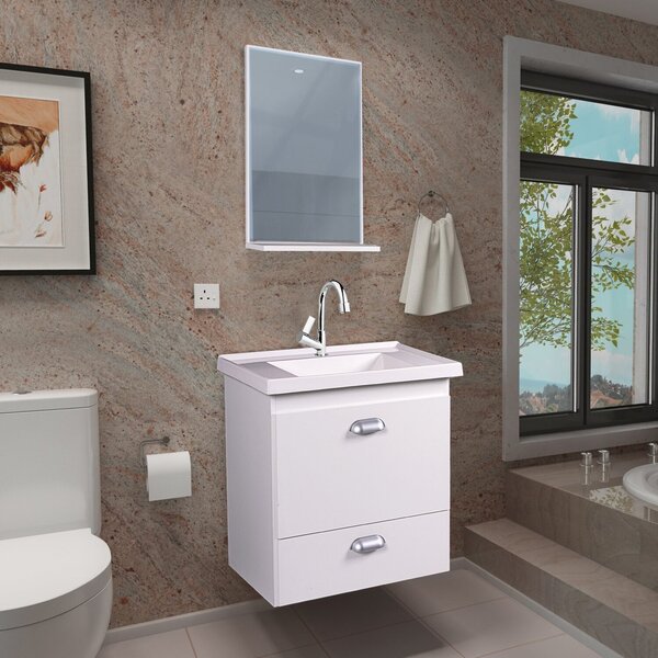 Gabinete De Banheiro Com Espelheira Kit Guarulhos 50cm Branco