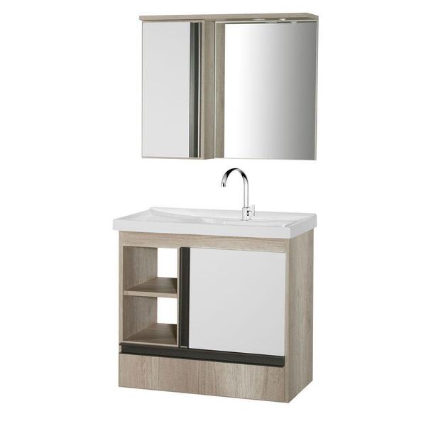 Gabinete De Banheiro Com Espelheira Kit Macapá 60cm Cor:barri