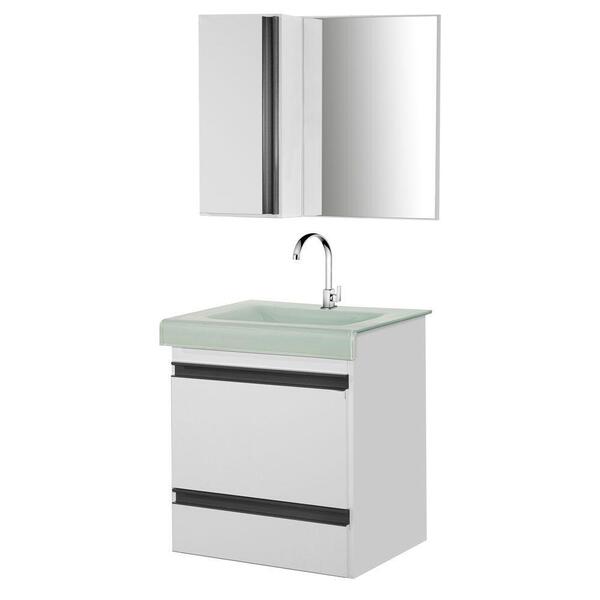 Gabinete De Banheiro Com Espelheira Kit Natal 50cm Cor:branco