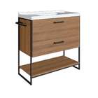 Gabinete De Banheiro Com Lavatório Stela 1 Pt 1 Gv Preto E Mel