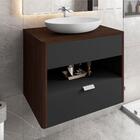 Gabinete De Banheiro Copenhague Preto Fosco Nogal