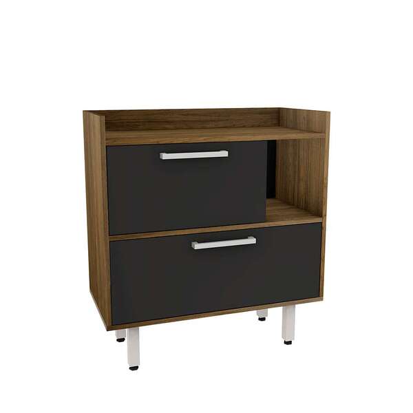 Gabinete De Banheiro Goldie 2 Pt Preto E Madeirado