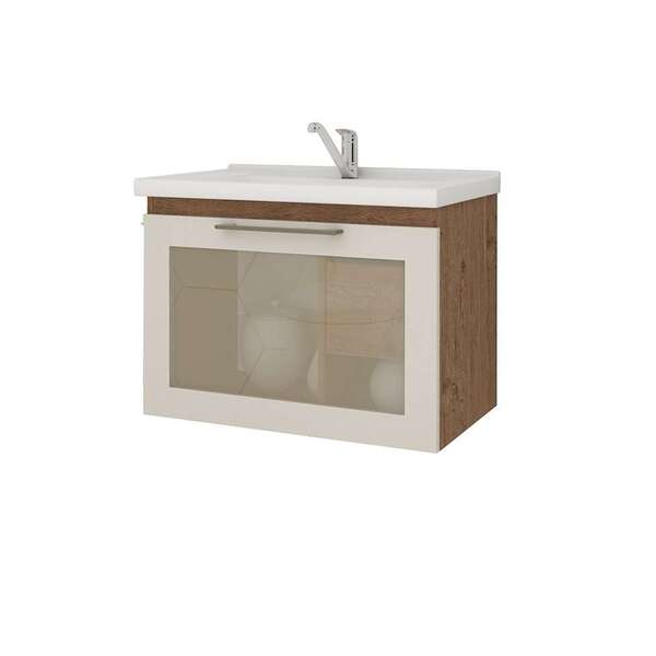 Gabinete De Banheiro Hibisco 1 Pt 1 Gv Amêndoa E Off White 59