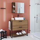 Gabinete De Banheiro Industrial De Chão 80cm Com Cuba Sobrepo