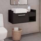 Gabinete De Banheiro Issac 1 Pt Preto 75 Cm
