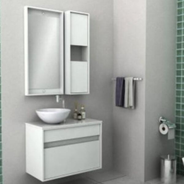 Gabinete de Banheiro Modena 58x81x42cm Branco Darabas Agardi