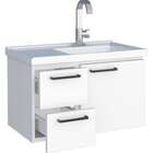 Gabinete De Banheiro Montado Em Aço Branco C/ Lavatório Roma