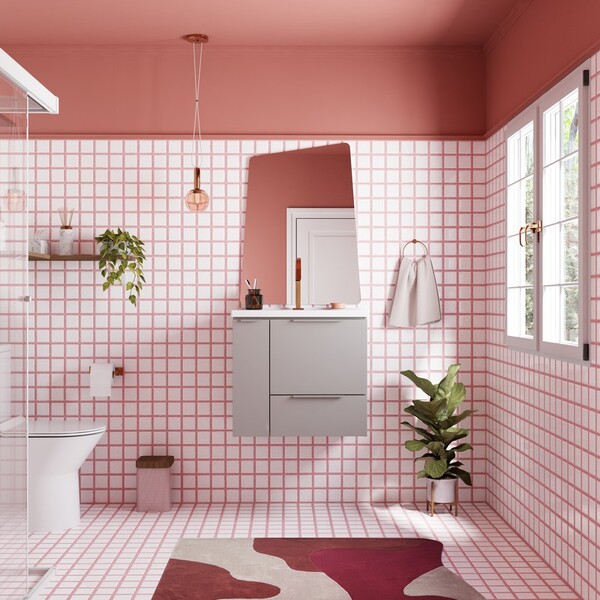 Gabinete De Banheiro Montado Em Aço Cinza 60cm Com Lavatório