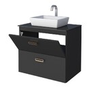 Gabinete De Banheiro Montado Em Aço Preto 67cm Odin Cozimax