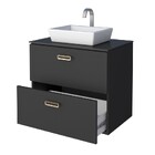 Gabinete De Banheiro Montado Em Aço Preto 67cm Odin Cozimax