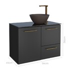 Gabinete De Banheiro Montado Em Aço Preto 80cm Sem Cuba Jambo