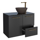 Gabinete De Banheiro Montado Em Aço Preto 80cm Sem Cuba Jambo