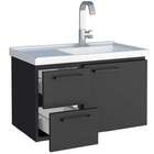 Gabinete De Banheiro Montado Em Aço Preto C/ Lavatório Roma C