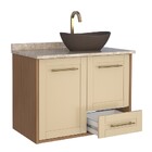 Gabinete De Banheiro Montado Em Madeira Areia 80cm Sem Cuba P