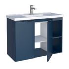 Gabinete De Banheiro Montado Em Madeira Azul 80cm Aster C/ La