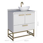 Gabinete De Banheiro Montado Em Madeira Branco 80cm Suez C/ G