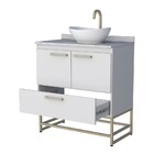 Gabinete De Banheiro Montado Em Madeira Branco 80cm Suez C/ G