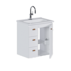 Gabinete De Banheiro Montado Em Madeira Branco C/ Lavatório 6