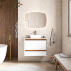 Gabinete De Banheiro Montado Em Madeira Branco C/ Tampo 80cm