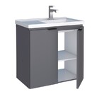 Gabinete De Banheiro Montado Em Madeira Cinza 60cm Aster C/ L