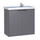 Gabinete De Banheiro Montado Em Madeira Cinza 60cm Aster C/ L